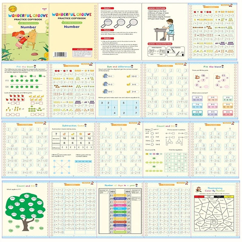 Copybooks Pen Magic Copy Book Free Wiping Writing Sticker Practice for Calligraphy Kids Learning Books Grooves Template Desig
