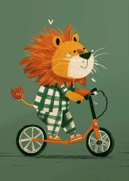 Minimalist Cute Skateboard Animal Wall Art Dog, Lion, Crocodile, Tiger, Bear, and Car Canvas Print Home Decor for Kids' Rooms