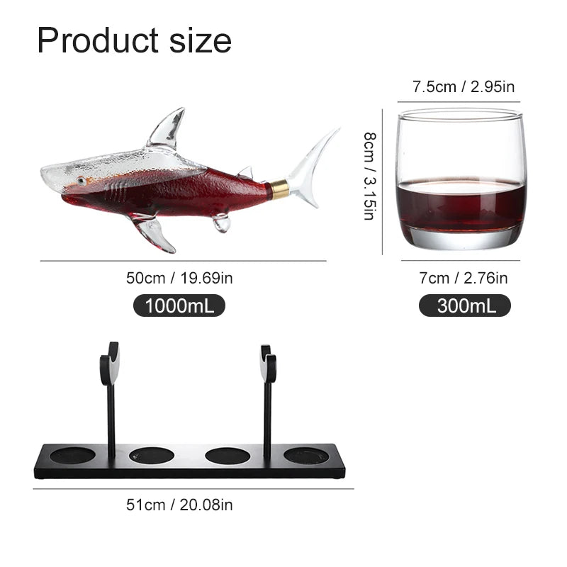1000mL Shark Decanter Suit Originality Wine Set Ornament Glass Bar Animal Shaped Wine Bottle Manual Arts And Crafts Gift