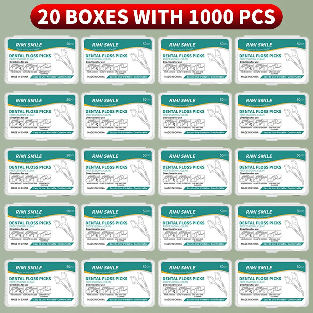50/150/300/600/1000 PCS Dental Floss Sticks Oral Care Tools - 20boxes with 1000PCS