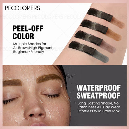 1Pc Pecolover Tattoo Eyebrow Gel, Waterproof, Semi-Permanent, Long-Lasting, Black Brown, Sweatproof, Film Forming, Tearing Of