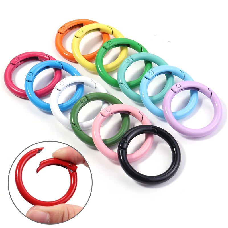 5-10pcs/lot Colorful Spring Clasps Openable Round Carabiner Keychain Bag Clips Hook Dog Chain Buckles Connector For DIY Jewel
