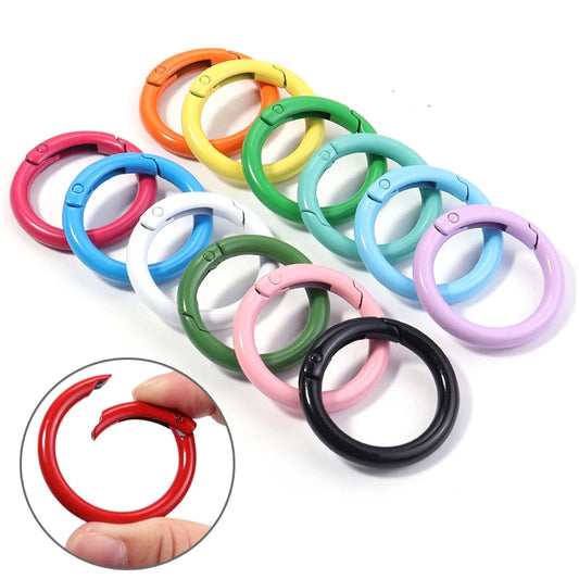 5-10pcs/lot Colorful Spring Clasps Openable Round Carabiner Keychain Bag Clips Hook Dog Chain Buckles Connector For DIY Jewel