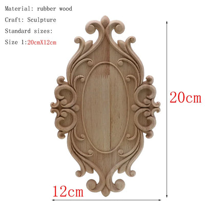 1Pc Unique Natural Floral Wood Carved Wooden Figurines Crafts Corner Appliques Frame Wall Door Furniture Woodcarving Decorati