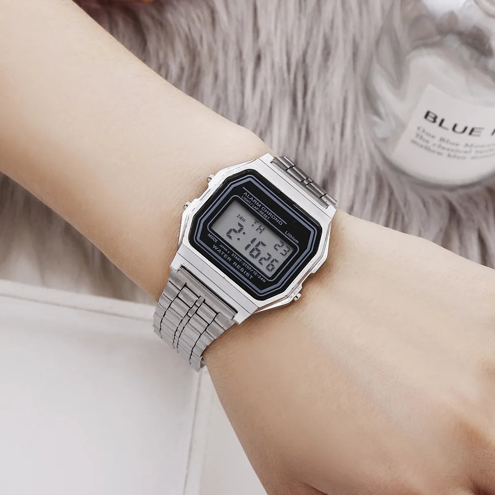 Women Men Unisex Watch Gold Silver Black Vintage LED Digital Sports Military Wristwatches Electronic Digital Present Gift Mal