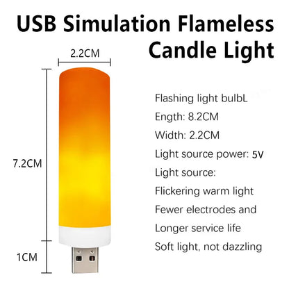 5V USB LED Flame Effect Light Bulbs USB Flame Lamp Candle Bulb Flameless Night Light Flickering Fire Bulb for Home Party Deco