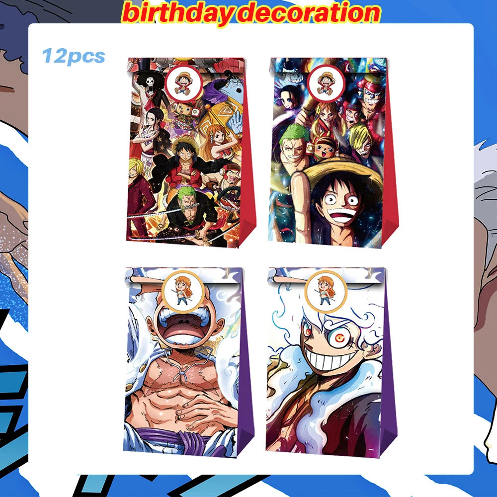 One Piece Birthday Party Dinner Plates Hanging Banner Cake Decoration One Piece Luffy Balloon Party Decoration Theme Props Gi