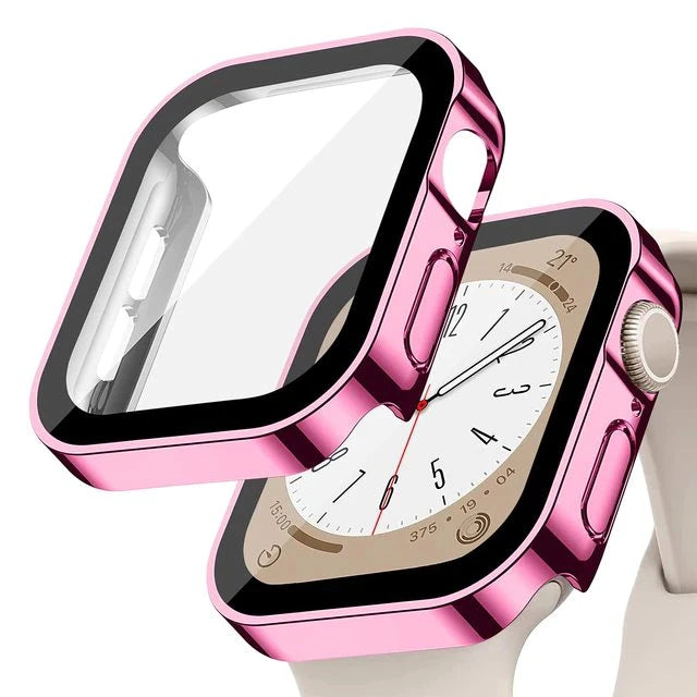 Glass+Case for Apple Watch 42 46mm 45mm 41 49 44mm 40 Mm Straight Edge Screen Protector Cover Case iWatch SE 6 7 8 9 10 11 Ul