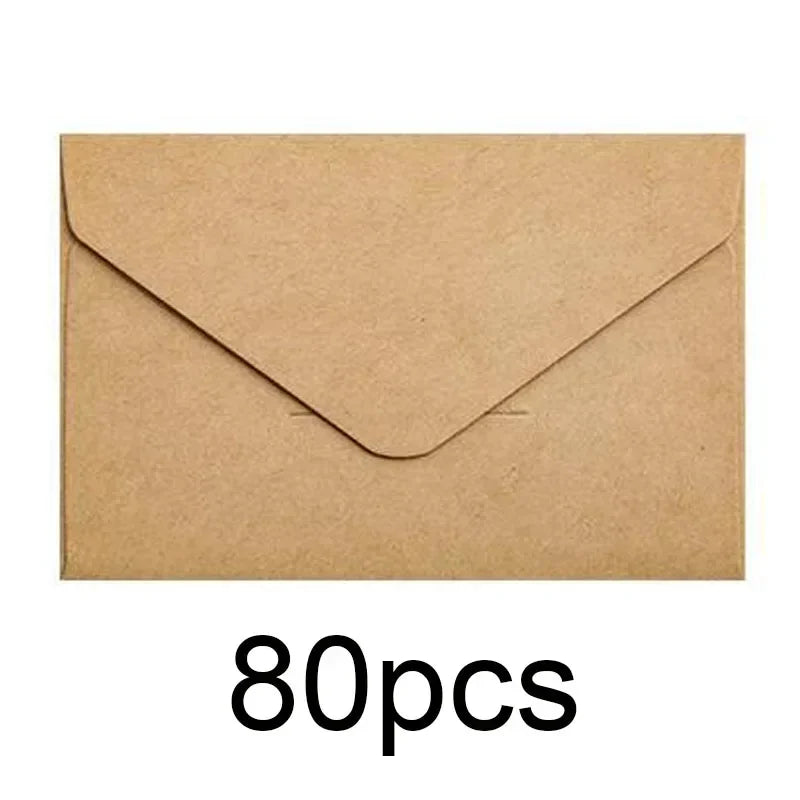 20/40/80PCS Classical White Black Kraft Blank Mini Paper Window Envelopes Wedding Invitation Envelope Gift Envelope - Brown-8