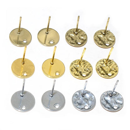20pcs 6-12mm Stainless Steel Earring Studs Pins Craft Findings for Stud Earrings DIY Jewelry Making Accessories Findings