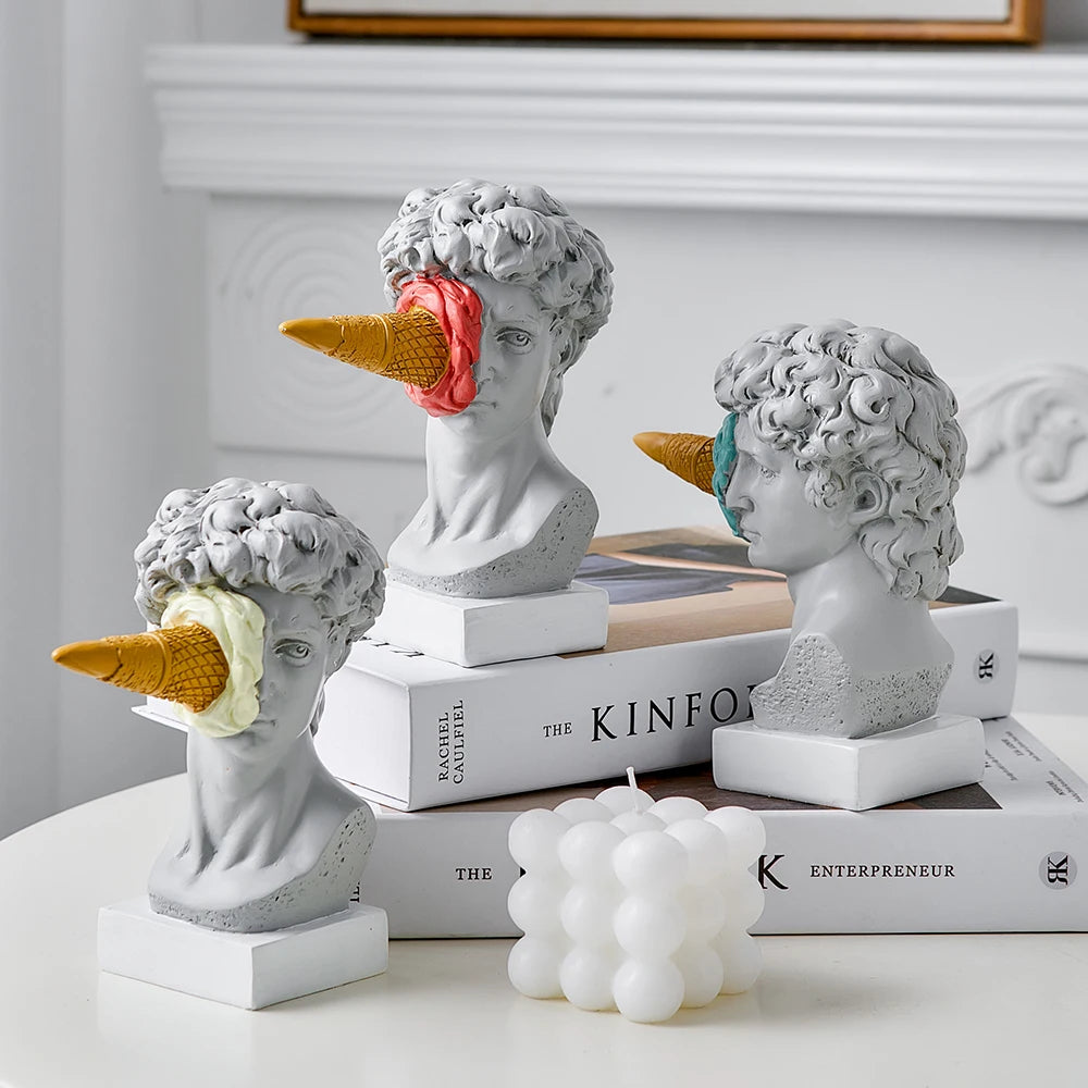 Modern Nordic Figure Ornament Ice Cream David Figurine Home Decor Sculpture Office Bookshelf Desktop Art Decoration David Sta