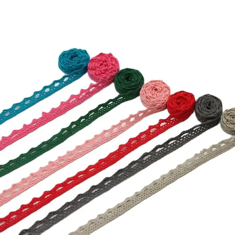 5 /10Yards Multi Colored Cotton Lace Trims Ribbon DIY Clothes Hometexile Edge Embellishement Handmade Cotton Fabric Material