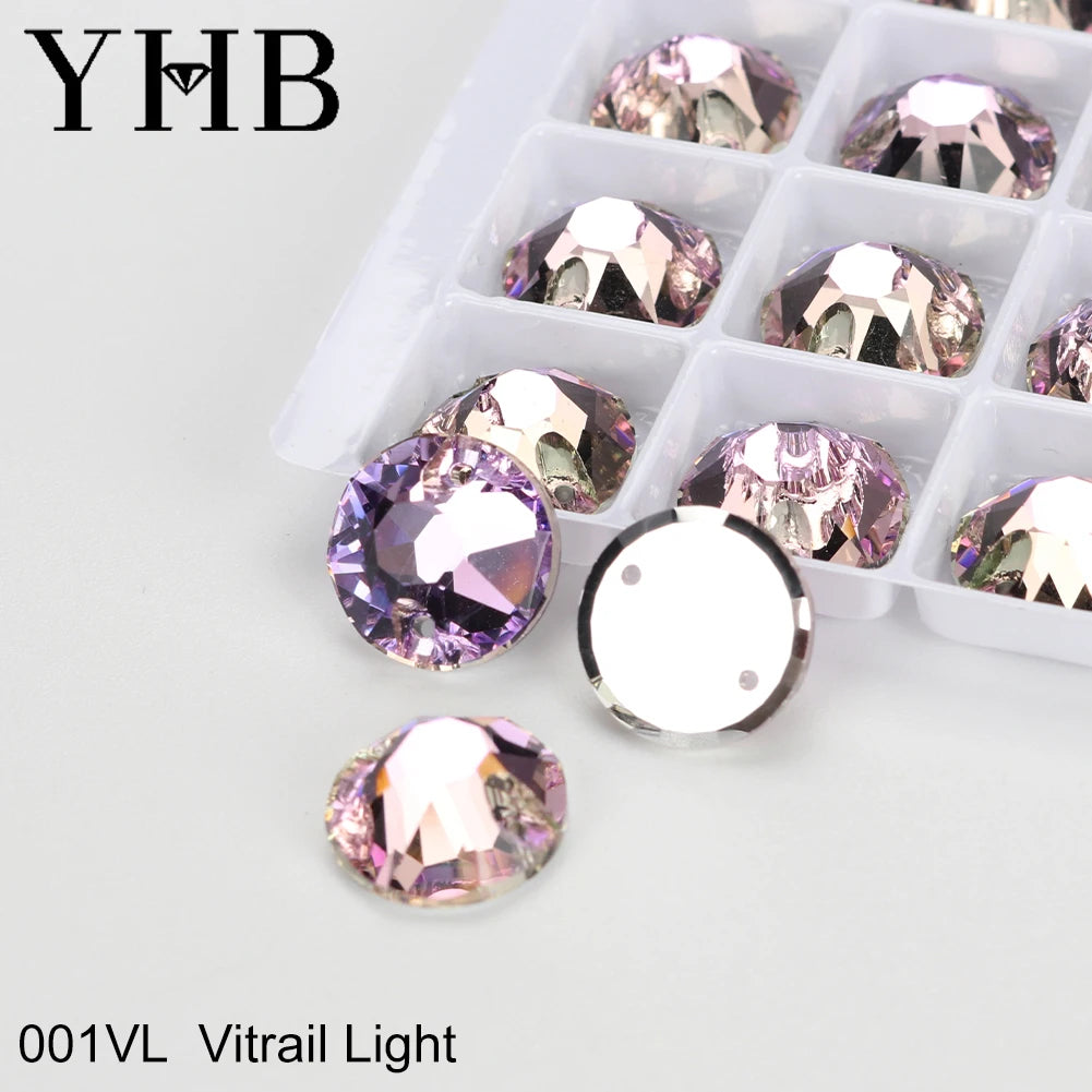 YHB Top Quality XIRIUS Glass Crystal AB Moonlight Sewing Stones Flatback Sew on Rhinestones For Garment Clothes Bags