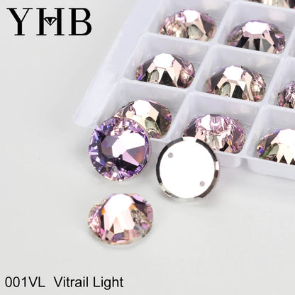 YHB Top Quality XIRIUS Glass Crystal AB Moonlight Sewing Stones Flatback Sew on Rhinestones For Garment Clothes Bags