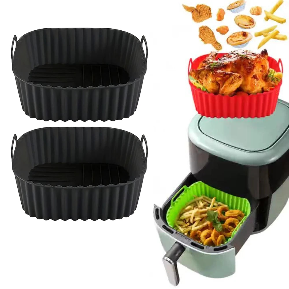 1-3PCS Silicone Air Fryer Liners Reusable Non-Stick and Easy Clean BBQ Tools Oven Microwave Safe for Healthy Cooking Restaura