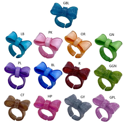 Resin Rings Dumpy Acrylic Rings Bowknot Rings Aesthetic Trendy Colorful Open Rings Statement Jewelry Bow Rings for Women
