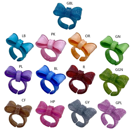 Resin Rings Dumpy Acrylic Rings Bowknot Rings Aesthetic Trendy Colorful Open Rings Statement Jewelry Bow Rings for Women