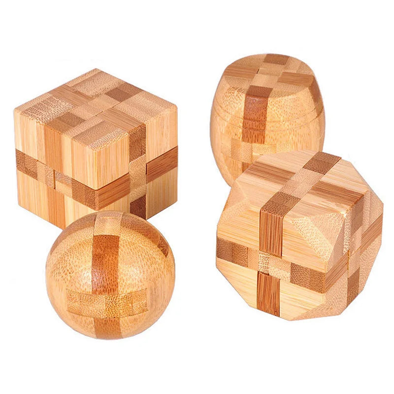 Wooden Kong Ming Lock Lu Ban Lock IQ Brain Teaser Educational Toy for Kids Children Montessori 3D Puzzles Game Unlock Toys Ad