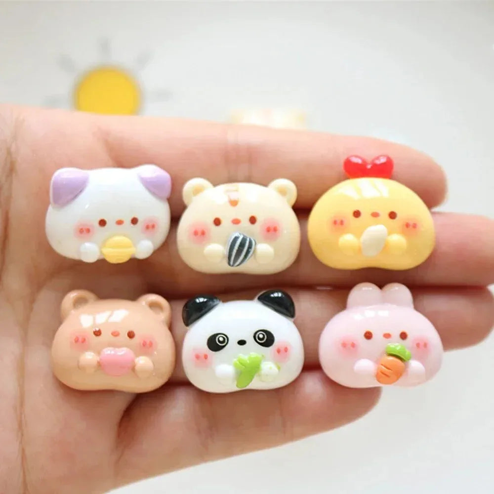 10PCS Shiny Feeding Animals Series Miniature Flat Back Resin Cabochons For Hairpin Scrapbooking DIY Home Decor Craft Accessor