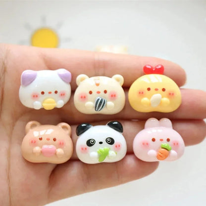 10PCS Shiny Feeding Animals Series Miniature Flat Back Resin Cabochons For Hairpin Scrapbooking DIY Home Decor Craft Accessor