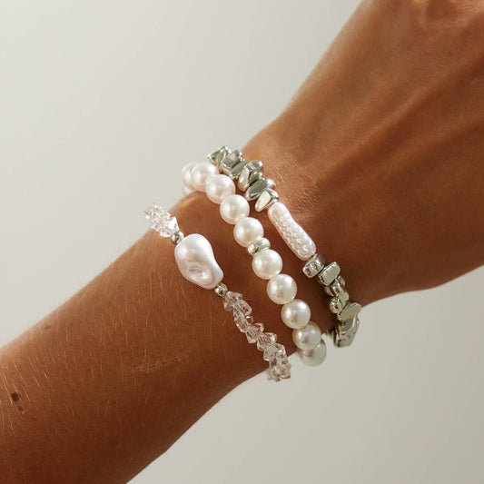 Fashion Bracelets For Women New Vintage Irregular CCB Beads Imitation Pearl Chain Jewelry Valentine's Gift B074