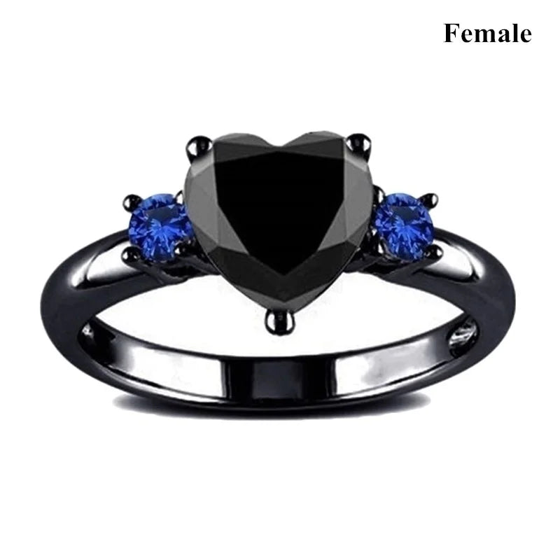 Charm Couple Rings Romantic Women Red Rhinestones Rings Set Trendy Men Stainless Steel Celtic Dragon Rings Wedding Band Jewel