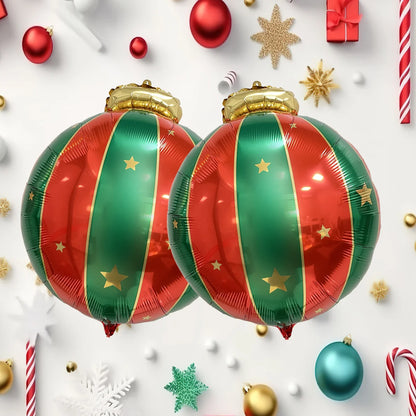 2/5pcs Red Green Christmas Ball Sahpe Foil Balloons Christmas Decorations for home store Party Supplies Navidad 2026 Decor