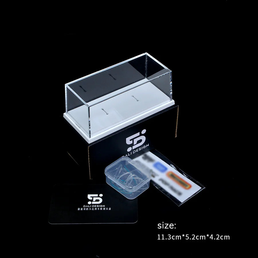 1/64 Acrylic Model Car Display Case Box - Clear Cover for Collectibles Gift (No Car Included) 1pcs - White B