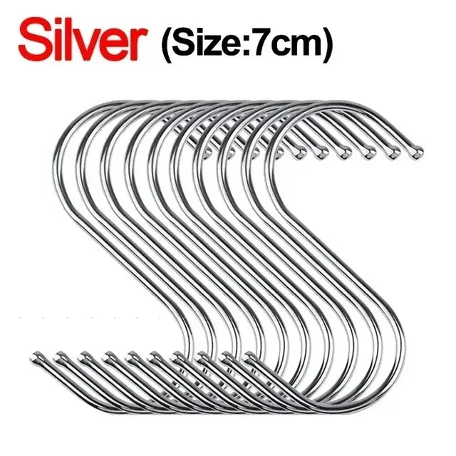 Stainless Steel S Hooks with Sharp Tip Utensil Meat Clothes Hanger Hanging Hooks for Butcher Shop Kitchen Baking Tools - midd