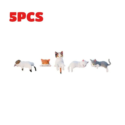 5PCS Cute Mini Cartoon Car Cat Ornaments Car Screen Edge Decoration Cat Micro Landscape Model Creative Car Accessories Gifts