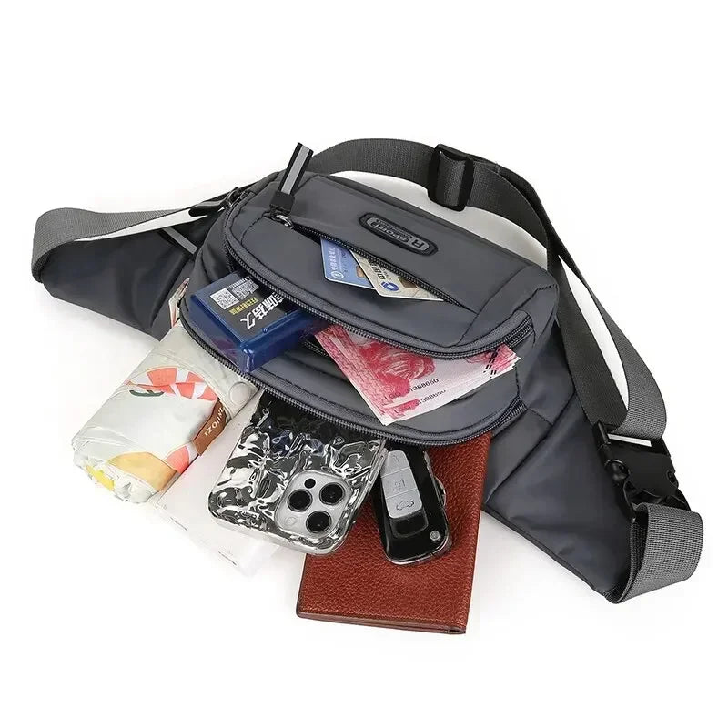 Men Canvas Fit Waistpack Mobile Fanny Waist Packs Men's Sports Outdoor Leisure Running Anti Theft Ultra Thin Invisible Waist 