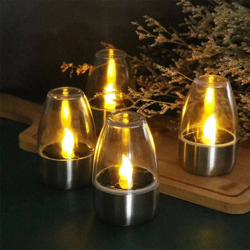 LED Solar Candles Light Flameless Rechargeable Night Light For Wedding Party Garden Decor Outdoor Waterproof Solar Candles La