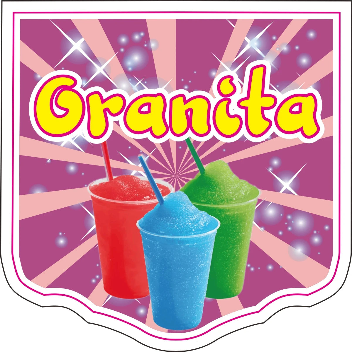 Store Sign Wall Flag 60x 60cm Two Face Printing 70cm Length Pole Wall Installation ITALIENNES GLaces Granita Milkshake - Styl