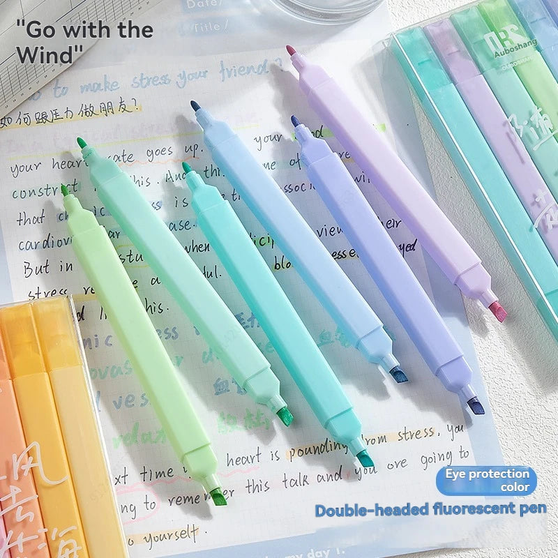 6/12 Colors Highlighters Cute Pastel Pens Bible Pens Soft Tip Aesthetics Markers Kawaii Stationary for Students School Suppli