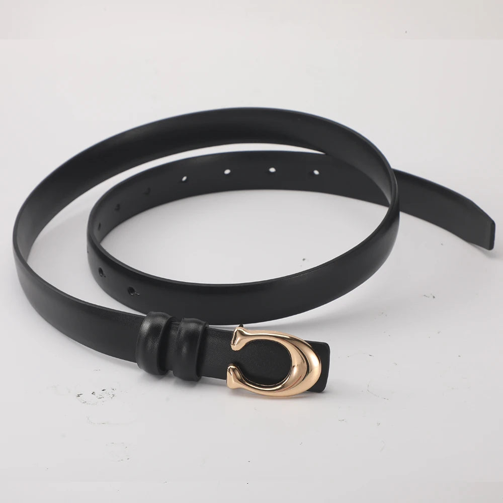 Women's Fashionable Belt C-shaped Buckle Smooth Buckle Temperament Double-sided Gift For Mother Using Belt