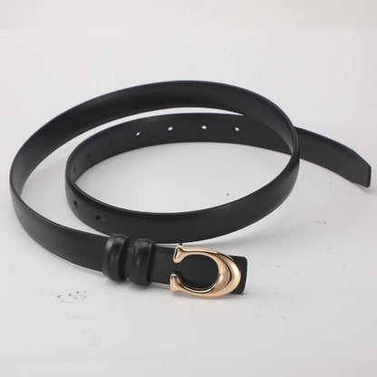 Women's Fashionable Belt C-shaped Buckle Smooth Buckle Temperament Double-sided Gift For Mother Using Belt
