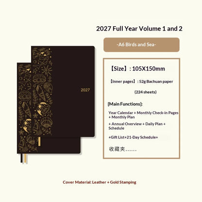 Kinbor 2027 Full Year A5 A6 Notebook Planner 52g Bachuan Paper Daily Journal Agenda Month Year Recrod Book Time Management Bo