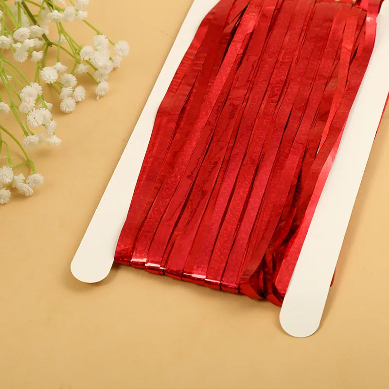 as a Party Metallic Tinsel Foil Fringe Curtains Backdrop for Birthday New Year Eve Party Photo Wedding Baby Shower Decor - la