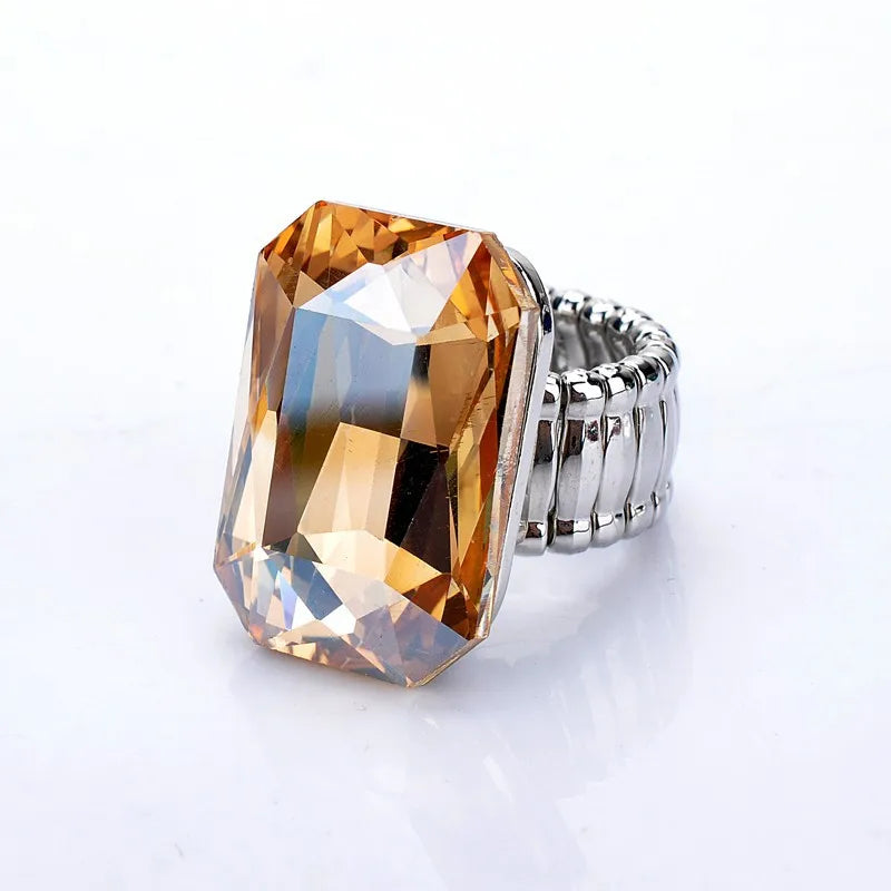 Personality Elegant Big Ring for Women 7 Colors Big Resin Stone Fashion Elastic Stretch Finger Rings Jewelry Christmaswholesa