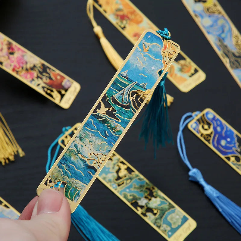1 Pcs Lytwtw's Creative Metal Book Mark Vintage Oil Painting Bookmark Office School Supplies Funny Gift Stationery Items