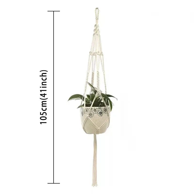 Hanging Plant Handmade Macrame Plant Hanger Flower Pot Planter Hanger Wall Decor Courtyard Garden Hanging Planter Hanging Bas