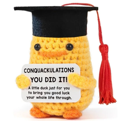 Graduation Season Handmade Crocheted PhD Doll - Positive Mood Plush Toy, Cute Emotional Companion, Graduation Gift for Studen