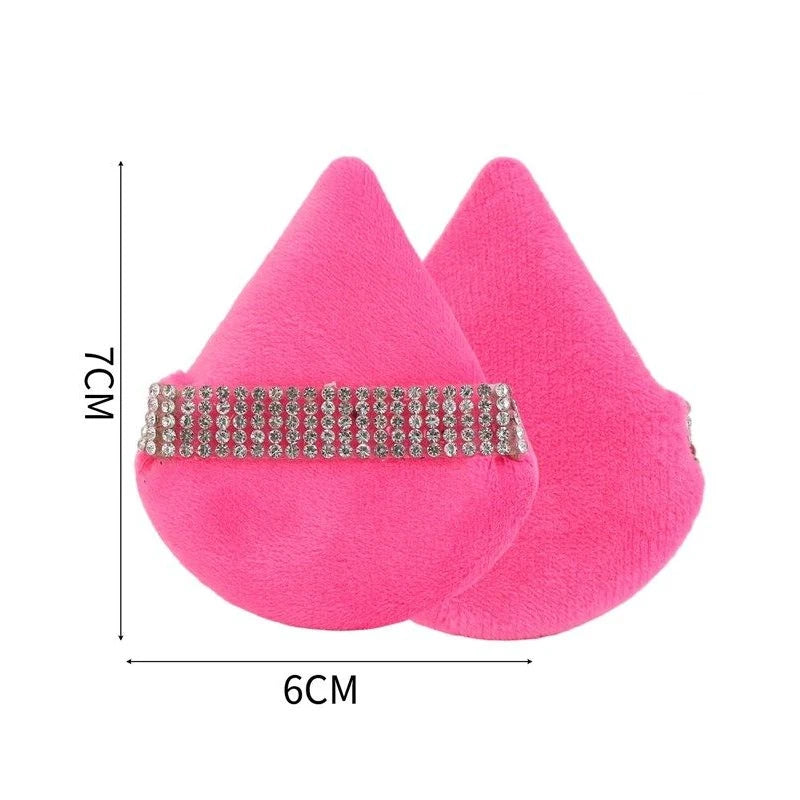 Diamond Triangle Velvet Setting Puff Ribbon Detail Powder Sponge Smooth Finishing Soft Puff for Loose Pressed Powder Applicat