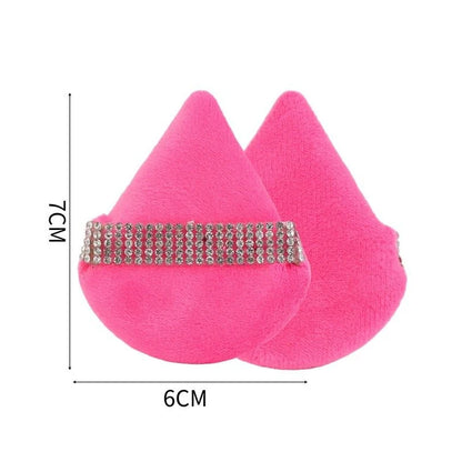 Diamond Triangle Velvet Setting Puff Ribbon Detail Powder Sponge Smooth Finishing Soft Puff for Loose Pressed Powder Applicat