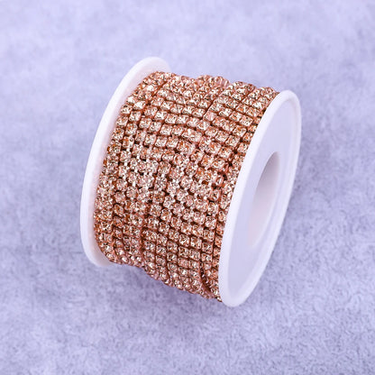 Crystal 10 Yard Rhinestones Trim Stone Cup Chain Gold Diamond Strass Decorative Applique Crystal Trimmings For Dresses - Peac