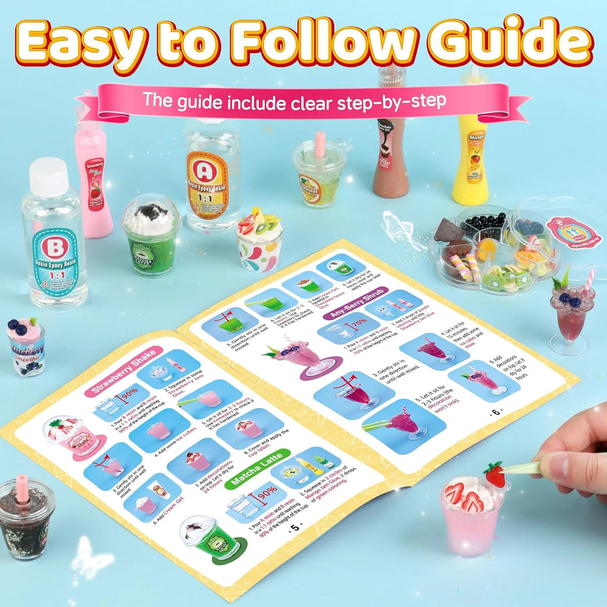 Miniature Drink Marker Kit, Miniature Food Toys, Kitchen Pretend Food DIY Crafts Kits for Kids Ages 8-12, Girls Gift for