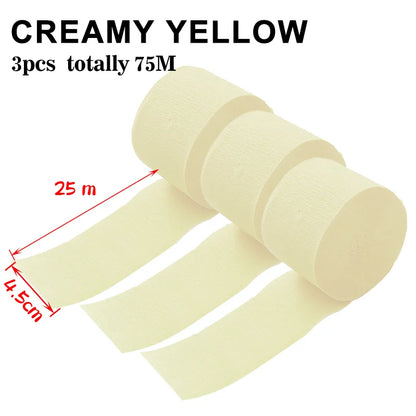 3pcs/set Rainbow Crepe Paper Streamers for Wedding Birthday Party Backdrop Decoration Colorful Paper Crepe Garland Ribbon Dec