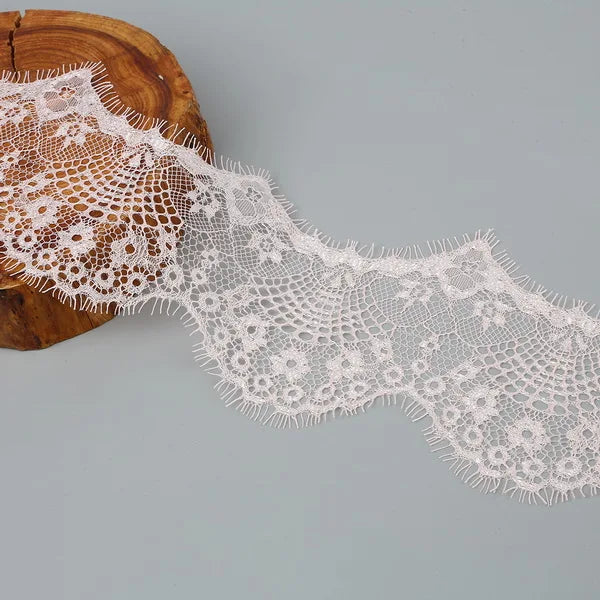 14 colors (3 yards / roll) Embroidered Lace Net Ribbon Fabric Trim DIY Sewing Handmade Craft Materials - light pink