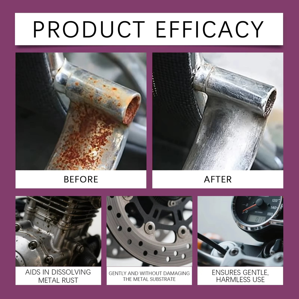 Car Rust Remover Spray Safe for Auto Paint Metal Surface Treatment for Chassis, Wheels, Tools Prevents Corrosion Degreaser 10