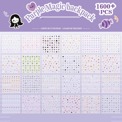 24 Mini Sticker Sheets for DIY Phone Case Decorations Minimalist Design Classic Color Combinations Adorable Stickers - Purple